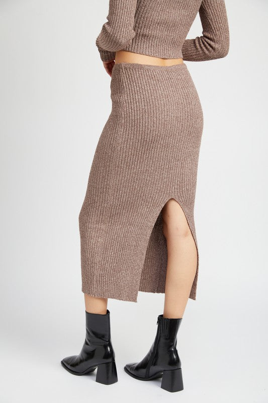 Women's Back Slit Maxi Knit Skirt