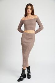 Women's Back Slit Maxi Knit Skirt