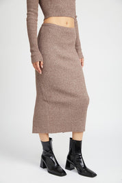 Women's Back Slit Maxi Knit Skirt