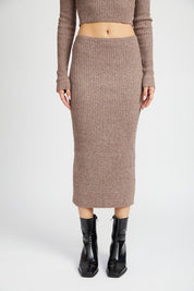 Women's Back Slit Maxi Knit Skirt