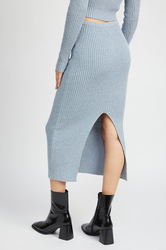 Women's Back Slit Maxi Knit Skirt