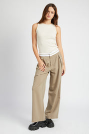 Women's Tailored Pants with Reverse Waist Band