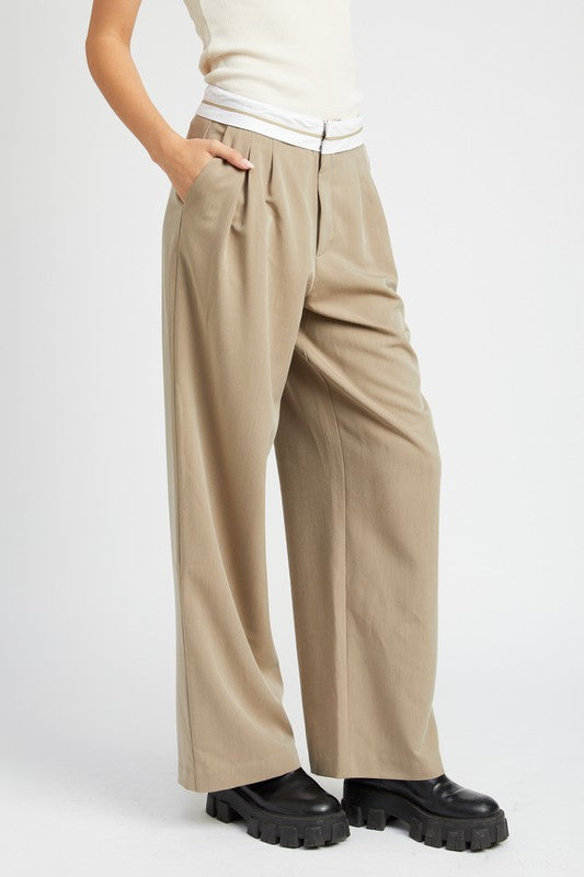 Women's Tailored Pants with Reverse Waist Band