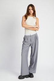 Women's Tailored Pants with Reverse Waist Band