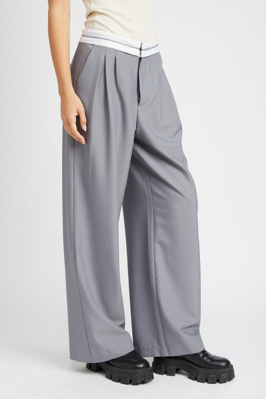 Women's Tailored Pants with Reverse Waist Band