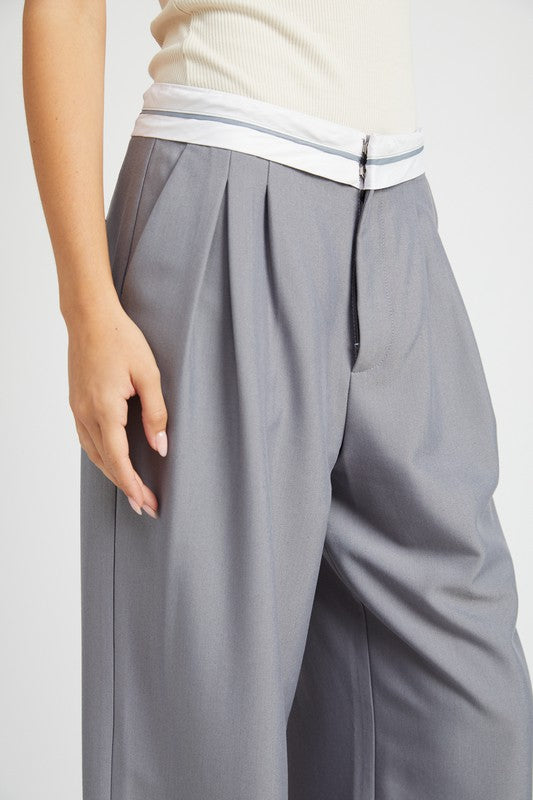 Women's Tailored Pants with Reverse Waist Band