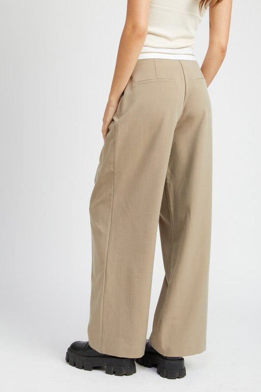 Women's Tailored Pants with Reverse Waist Band