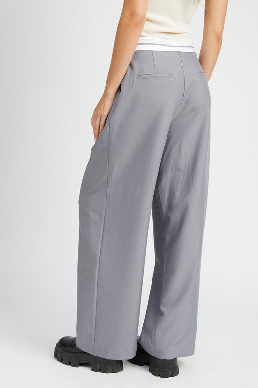 Women's Tailored Pants with Reverse Waist Band