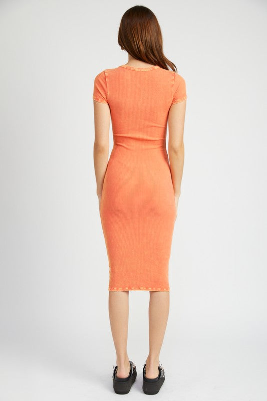 Women's Short Sleeve Bodycon Midi Dress