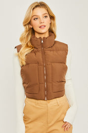 Women's Casual Quilted Puffer Vest with Pockets