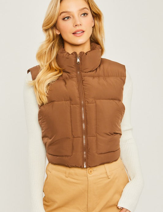 Women's Casual Quilted Puffer Vest with Pockets