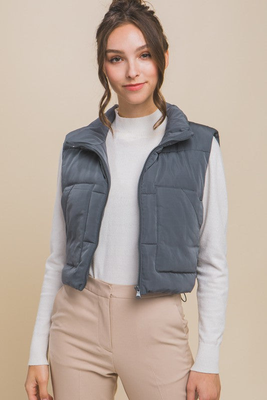 Women's Casual Quilted Puffer Vest with Pockets