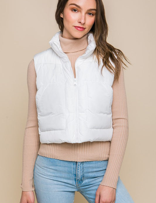 Women's Casual Quilted Puffer Vest with Pockets