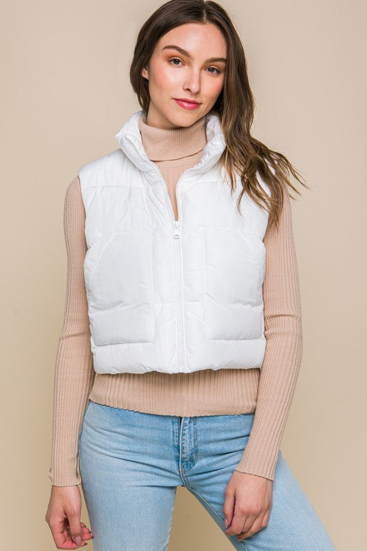 Women's Casual Quilted Puffer Vest with Pockets