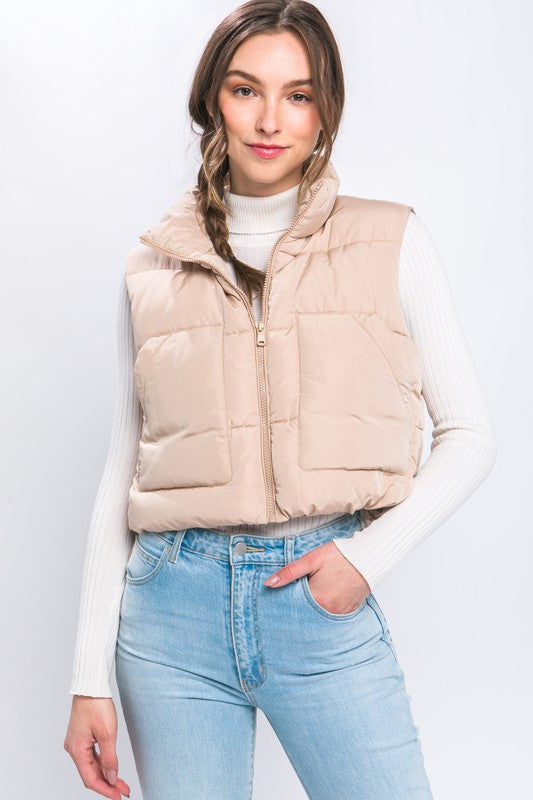 Women's Casual Quilted Puffer Vest with Pockets