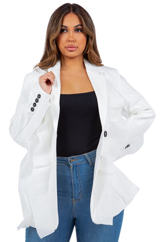 Women's Multi-Mash Crepe Blazer with Long Sleeves