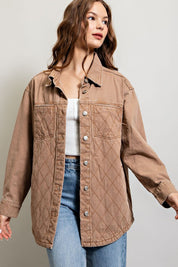 Women's Loose Fit Quilted Button Down Jacket