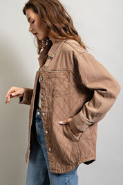 Women's Loose Fit Quilted Button Down Jacket