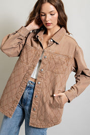 Women's Loose Fit Quilted Button Down Jacket