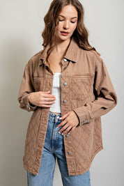 Women's Loose Fit Quilted Button Down Jacket