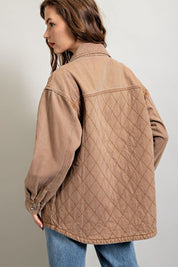 Women's Loose Fit Quilted Button Down Jacket