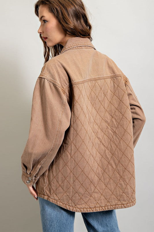 Women's Loose Fit Quilted Button Down Jacket