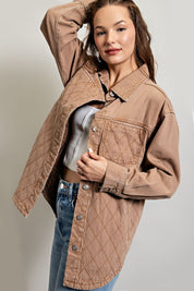 Women's Loose Fit Quilted Button Down Jacket