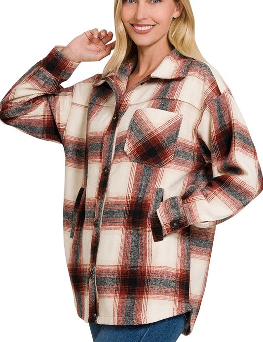 Oversized Yarn Dyed Plaid Longline Shacket