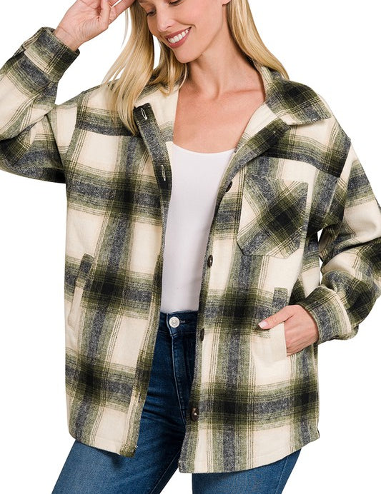 Oversized Yarn Dyed Plaid Longline Shacket