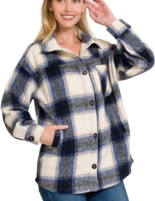 Oversized Yarn Dyed Plaid Longline Shacket