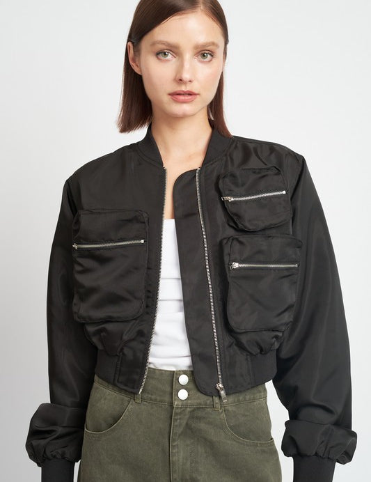 Women's Cropped Bomber Jacket