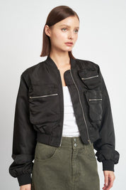 Women's Cropped Bomber Jacket