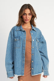 Women's Oversized Rhinestone Denim Jacket