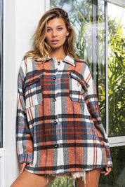 Men's Oversized Textured Flannel Shirt with Big Checks