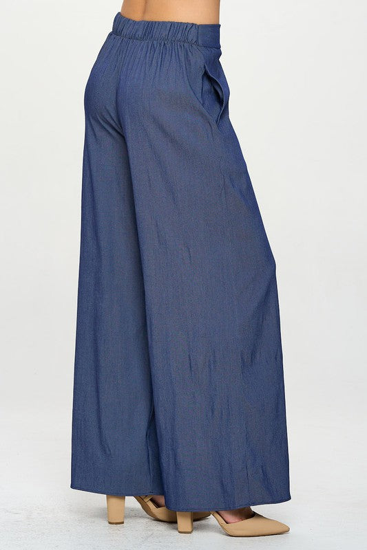 Tencel Straight Leg Pants with Side Pockets