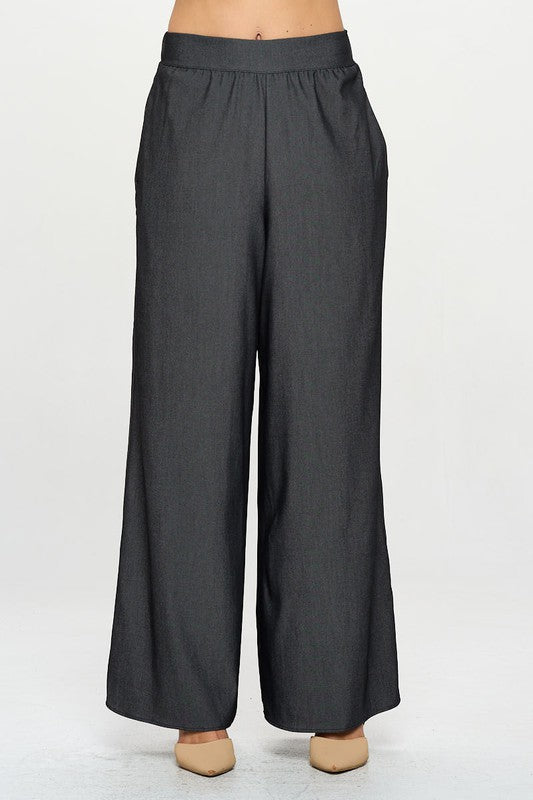 Tencel Straight Leg Pants with Side Pockets