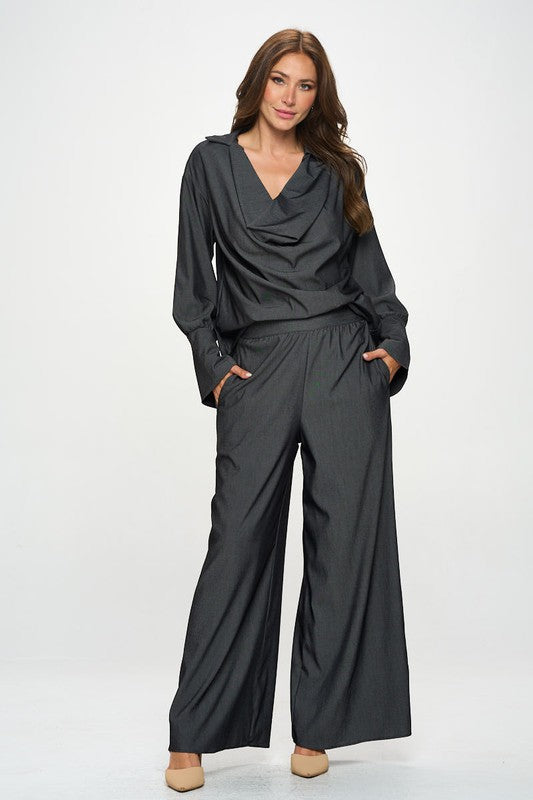 Tencel Straight Leg Pants with Side Pockets