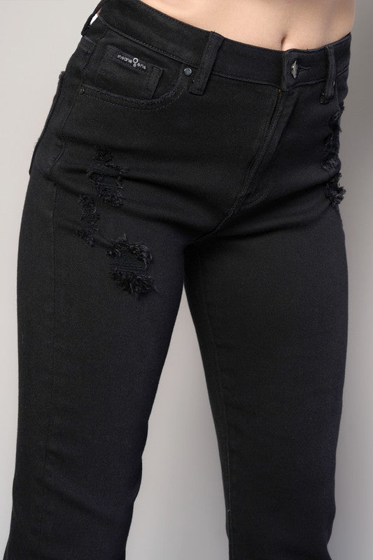 Women's High Rise Frayed Crop Straight Jeans