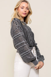 Women's Edgy Acid Wash Cropped Sweater