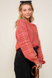 Women's Edgy Acid Wash Cropped Sweater