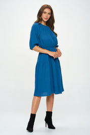 Women's Casual 3/4 Sleeve Cotton Tiered Midi Dress