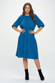 Women's Casual 3/4 Sleeve Cotton Tiered Midi Dress