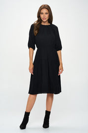 Women's Casual Cotton 3/4 Sleeve Tiered Midi Dress