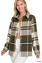 Women's Casual Loose Fit Yarn Dyed Plaid Shacket