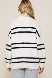 Women's Cozy Turtle Neck Pinstripe Sweater