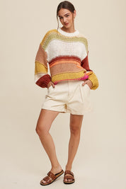 Women's Slouchy Hand-Crochet Knit Sweater