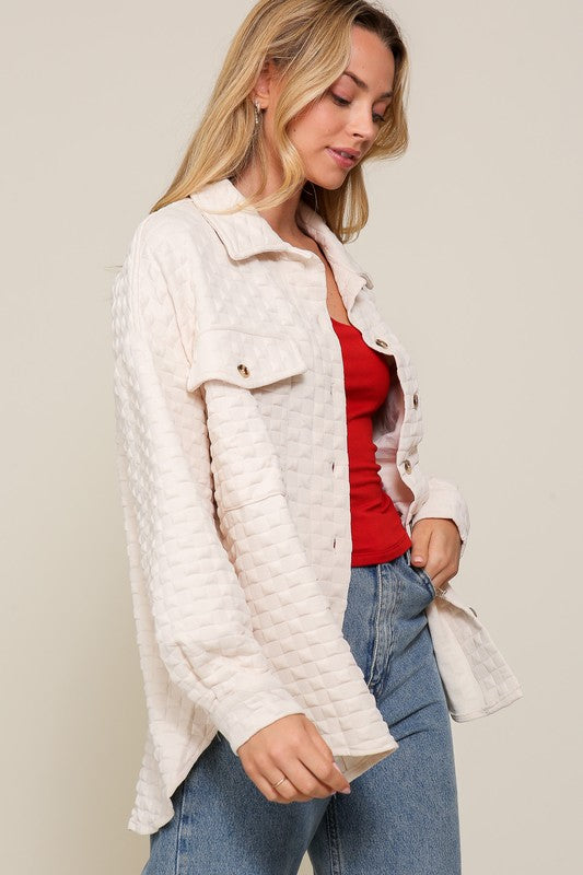 Women's Casual Loose Fit Quilted Button Down Jacket