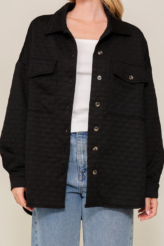 Women's Casual Loose Fit Quilted Button Down Jacket