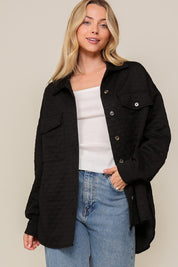 Women's Casual Loose Fit Quilted Button Down Jacket