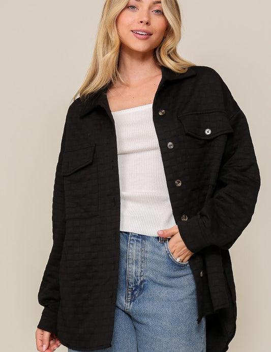 Women's Casual Loose Fit Quilted Button Down Jacket